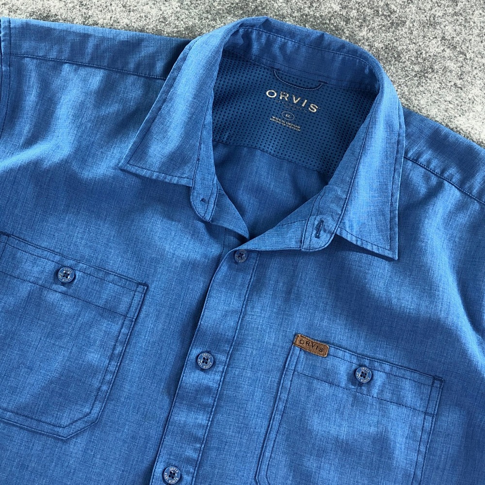 Orvis Mens Shirt XL Polyester Long Sleeve Button Up Down Fishing Outdoor